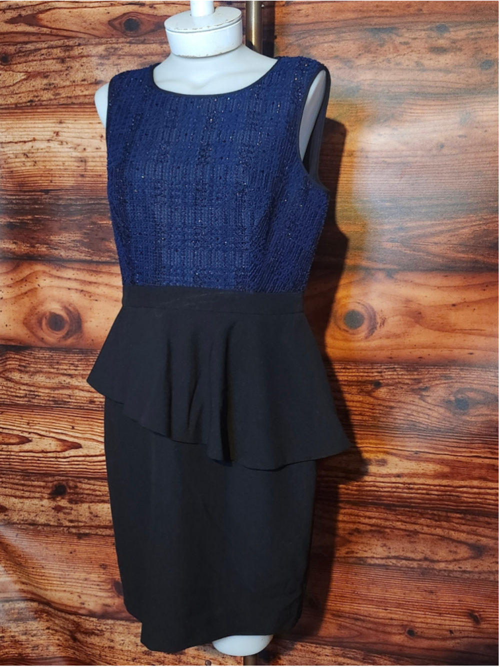 Women's Cynthia Steffe Peplum Dress Size 10 Black Blue